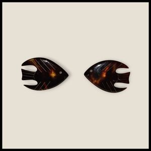 Vintage 40s Sterling Silver Faux Tortoise Shell Screw Back Earrings